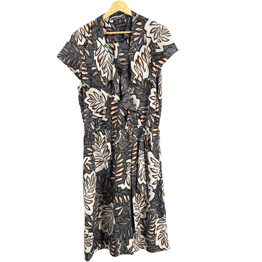 Long Tall Sally Women's Dress US 14 Leaf Print Short Sleeve Casual